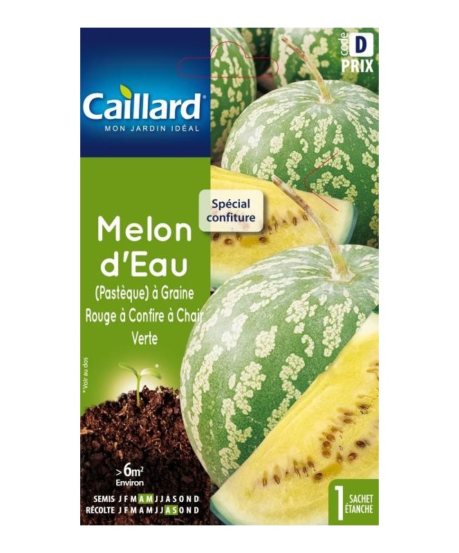 Melon d'eau (pasteque) "a graine rouge a confire a chair verte”