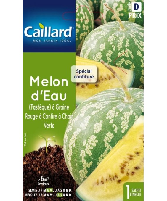 Melon d'eau (pasteque) "a graine rouge a confire a chair verte”