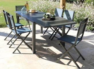 Table Elise 140/240X90 Alu Verre Gris