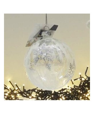 Boule de Noël Verre 80Mm Flocon Paill