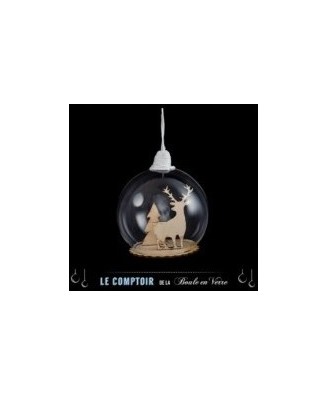 Boule de Noël Verre 100Mm Int Sujet Bois