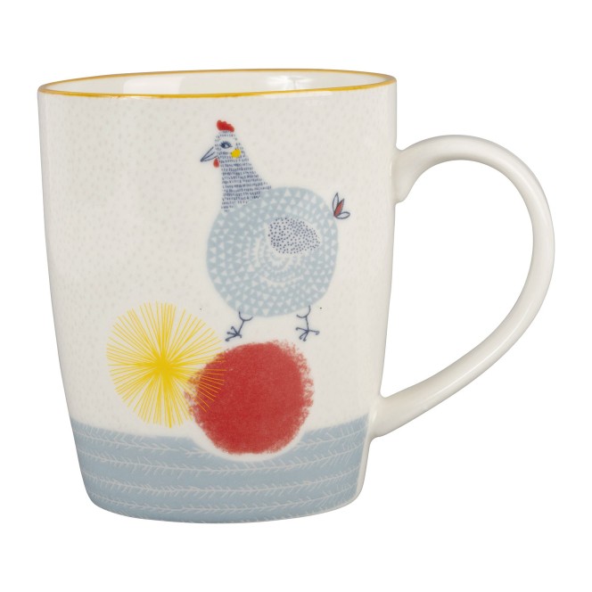 Mug Poule Vintage Gris 30Cl-D8.5Xh10Cm Porcelaine