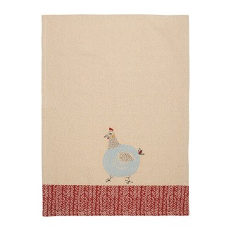 Torchon Poule Vintage Rouge 50X70Cm Coton