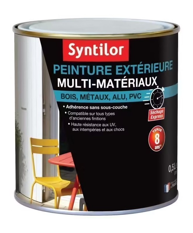 Peinture extérieure multi matériaux - 0,5L - Gris alu satiné - SYNTILOR