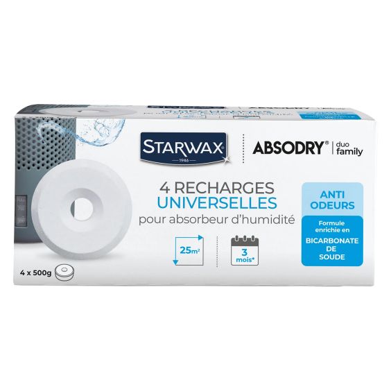 Lot de 4 recharges universelles anti-odeur pour absorbeur d'humidité