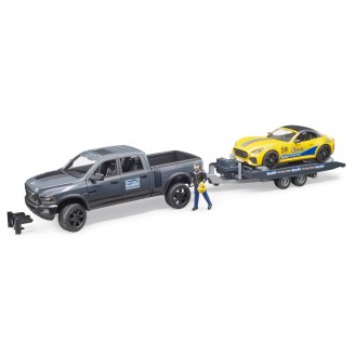 Véhicule Ram 2500 Power Wagon avec Remorque et Voiture Roadster 1:16